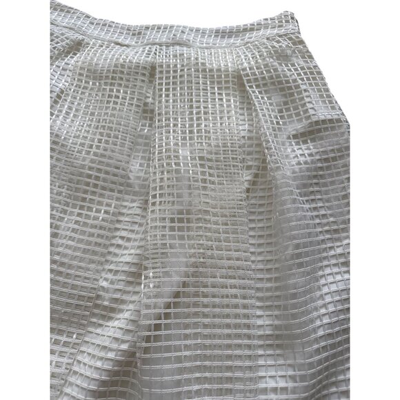 Who What Wear White Mesh Overlay Midi Skirt Polyester Shell & Lining Size 6 - Picture 3 of 9